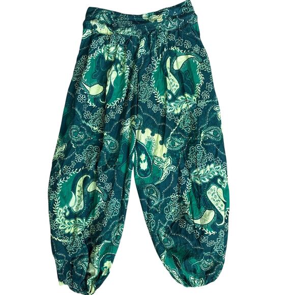 Free People Afterglow Paisley Woven Joggers Pants Lagoon Combo Size Small - Picture 9 of 11
